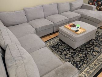 Large Gray Sectional Sofa with Ottoman