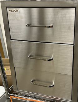 VEVOR Triple Outdoor Kitchen Drawers – Flush Mount Stainless Steel BBQ Island Access Drawer Unit