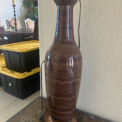 antique glass lamp with wood base