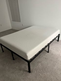 Full Mattress with Black Metal Bed Frame