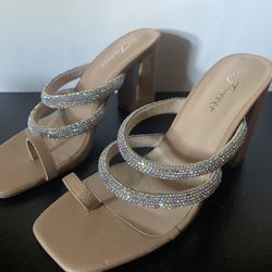 Nude With Rhinestones Heels SZ 6