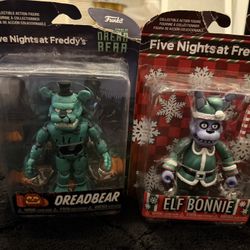 Five Nights at Freddy’s Funko Action Figures Dreadbear + Elf Bonnie Lot FNAF