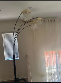 3-Light Arc Floor Lamp with Crystal Shades
