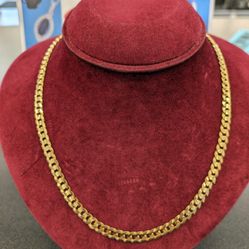 14k Sold Gold Cuban 24" Necklace 