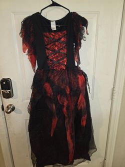 Black and Red Gothic Vampire glitter Halloween Costume Dress 8-10