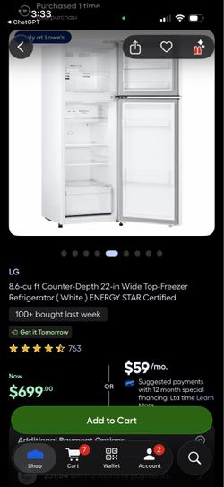 8.6-cu ft Counter-Depth 22-in Wide Top-Freezer Refrigerator ( White ) ENERGY STAR Certified