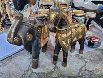 Pair of Decorative Wooden  Figurines