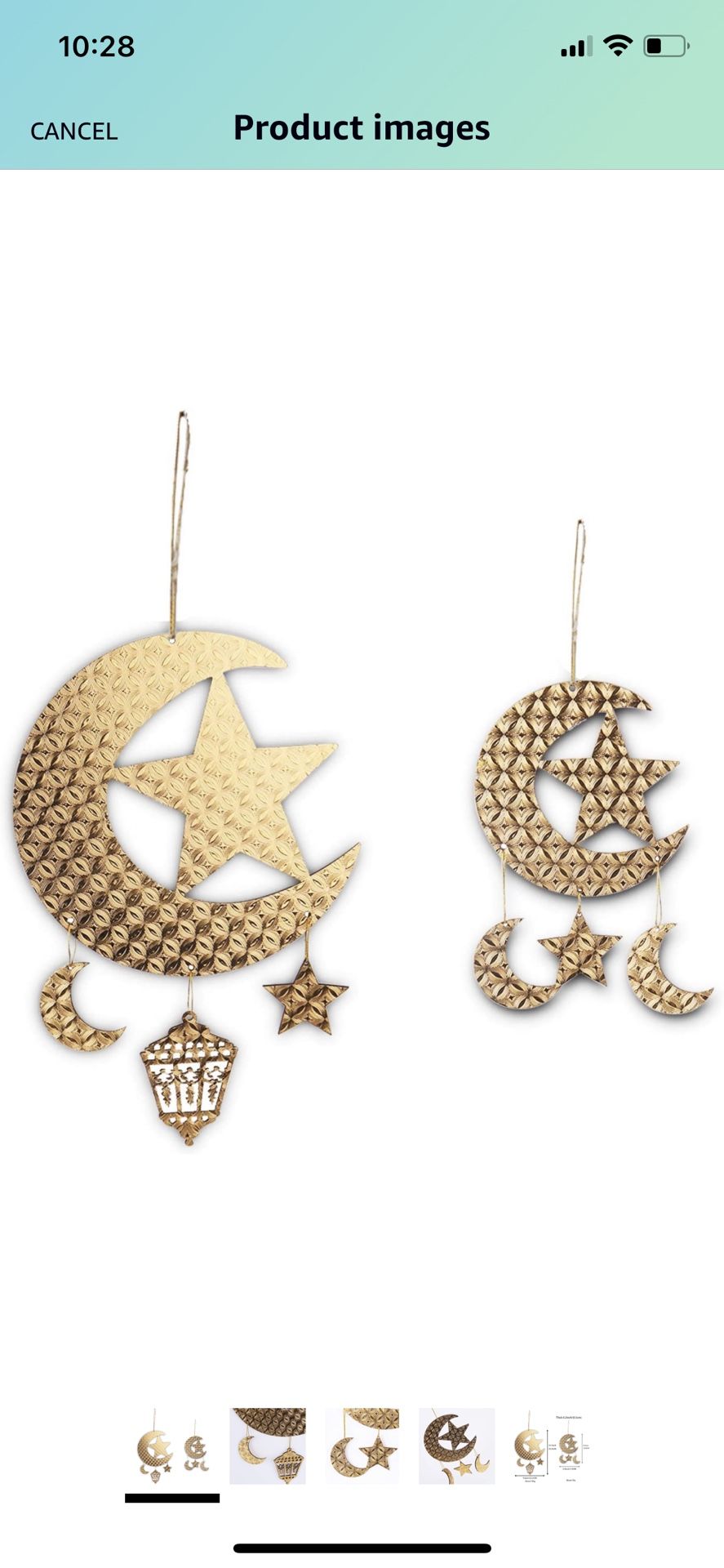 Moon and Stars Eid Hanging Decoration - 2 Pieces Eid Mubarak Decorations Wooden Ornaments - Ramadan Activities Party Decoration - Eid Decorations for