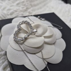 Open Heart Necklace - Natural Diamonds