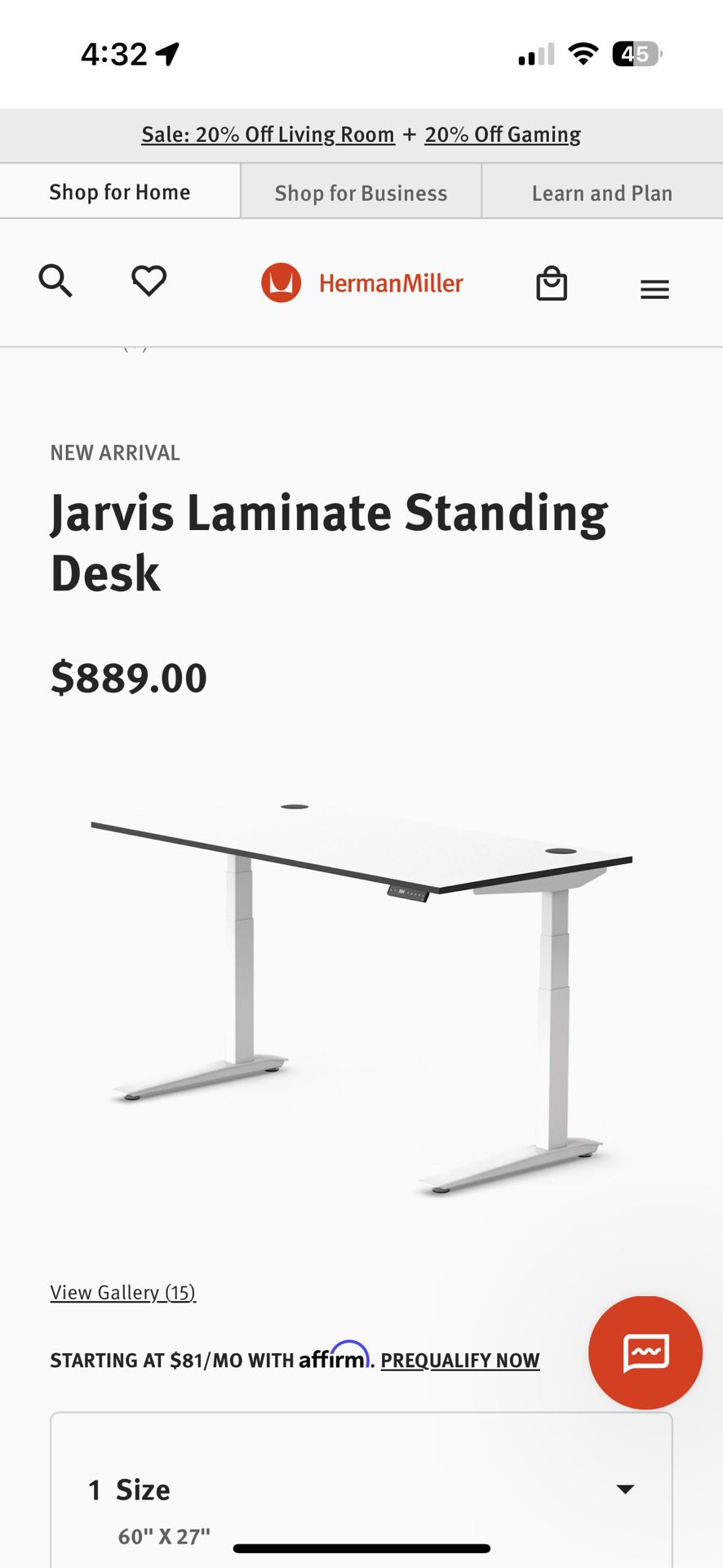 Jarvis Laminate Standing Desk – Herman Miller Store