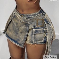 Denim Cargo Skorts