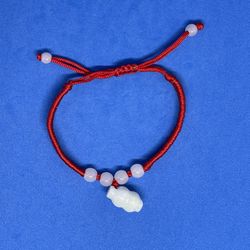 Natural Charged Money Water Bottle Jade With Lucky Red String Bracelet (known For: Protection, Calm Emotions, Wisdom , Release Negatively)