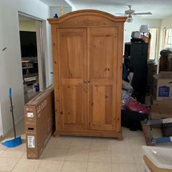 Solid Wood Armoire With Power