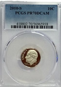 🔥 PR70DCAM 🔥 2010-S PCGS Roosevelt Dime PR70DCAM #918 Transparent Pricing