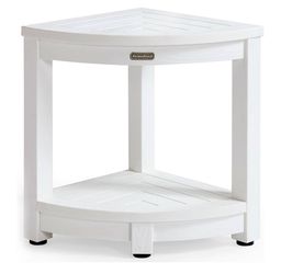 KaimuBench white wooden shower stool