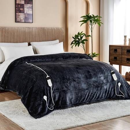 new Heated Blanket Electric Queen Size, Soft Sherpa Flannel Heating Blanket Throw with Overheating Protection, 8 Hours Auto Off 10 Fast Heating Levels