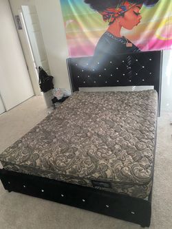 Queen bed frame and mattress