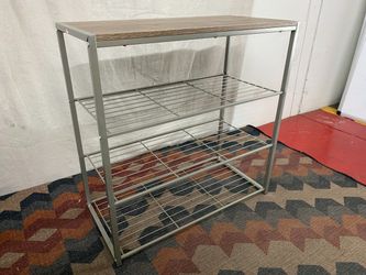 Grey Metal & Wood 4-Tier Organizer Shelf