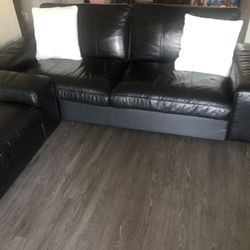 IKEA Leather Black Couches 