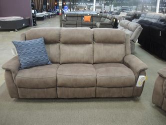 Mocha Brown Faux-Suede 3-Seat Reclining Sofa