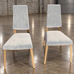 Pair of Elite Vivian Designer Dining Chairs in Blue Gray