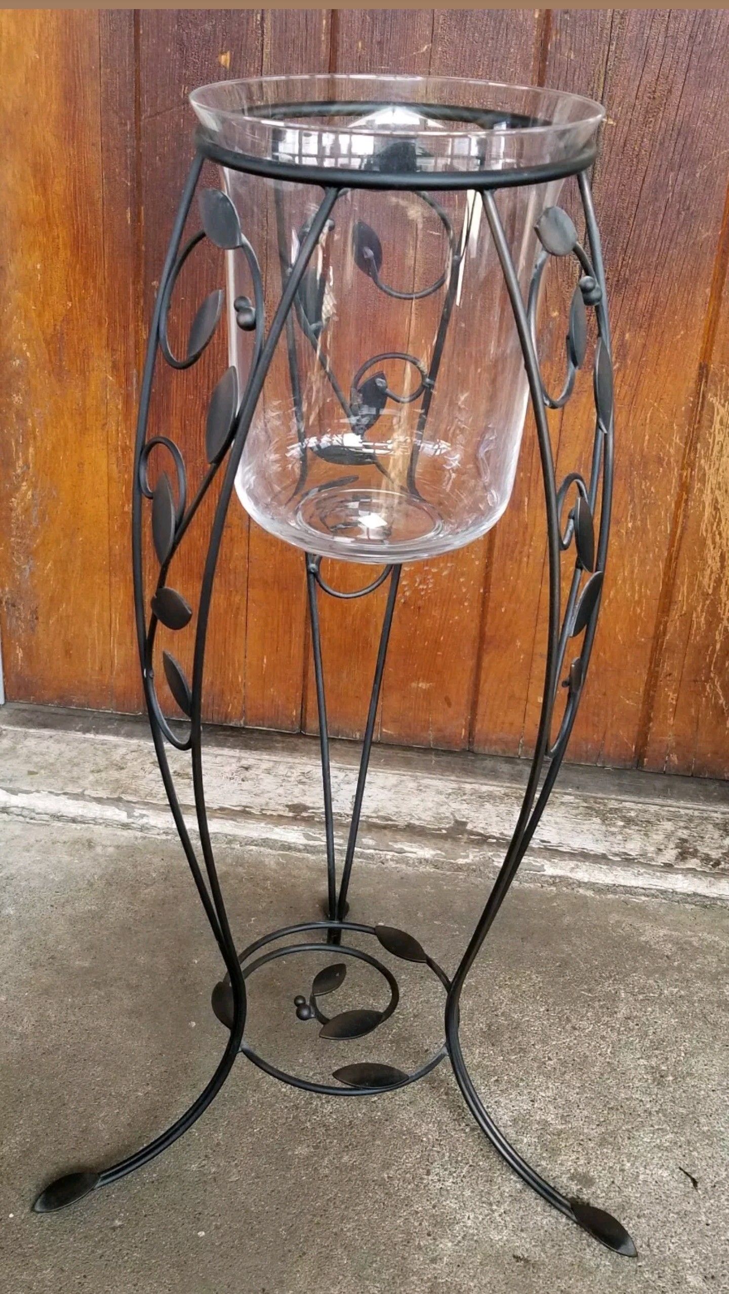 Partylite VERONA Wrought Iron Vines Floor Candle Stand & Glass