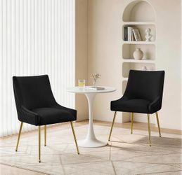 Modern Velvet Accent Dining Chairs Set of 2 – Gold Legs