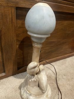 Antique Hand Carved Marble Statue Lamp