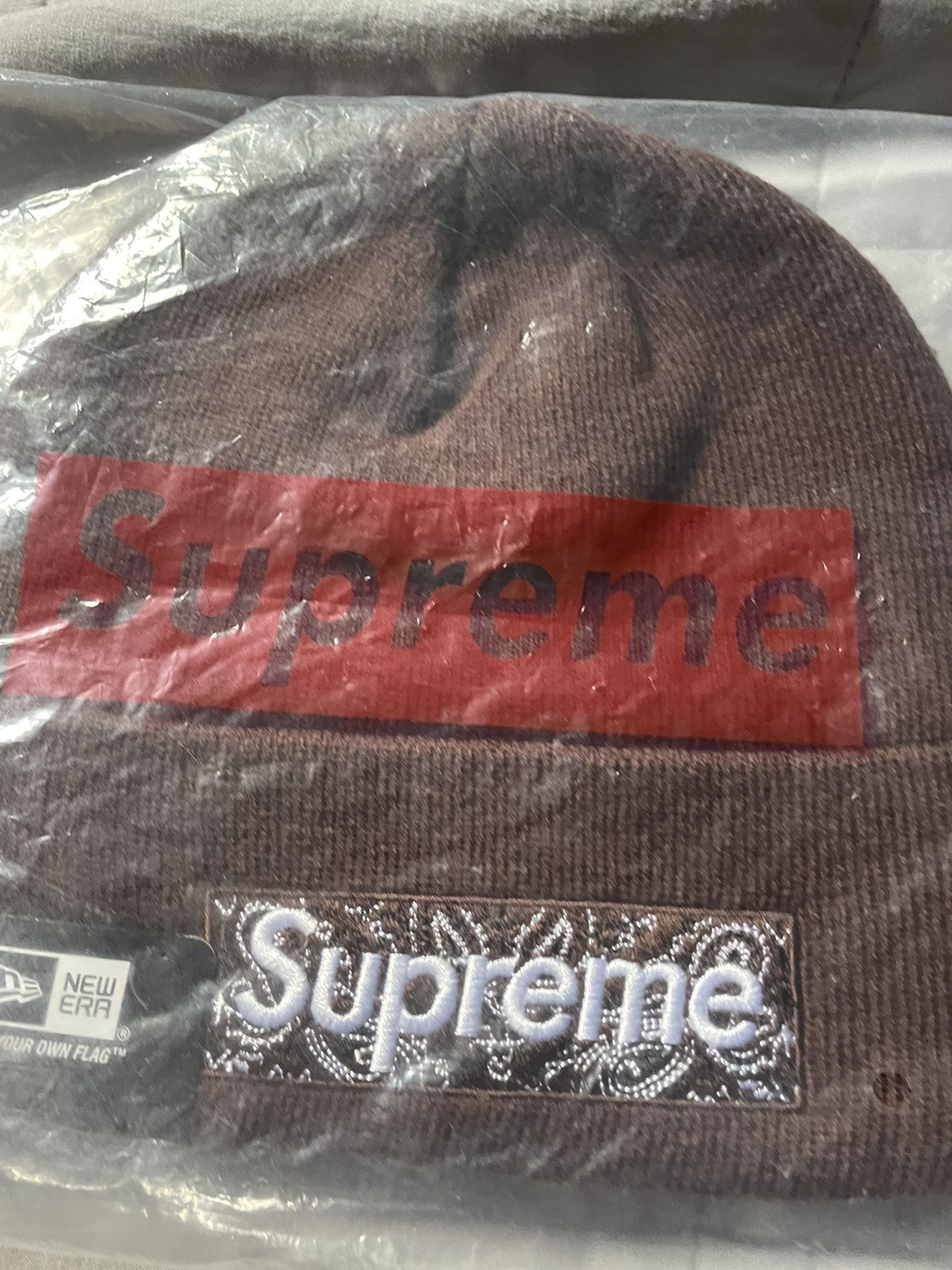 Supreme New Era Box Logo Beanie (Dark Brown)