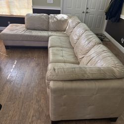 Leather Sectional Couch with Ottoman