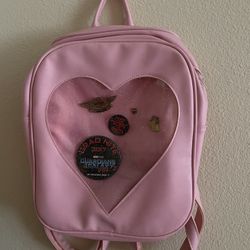 pink Heart Transparent Backpack 