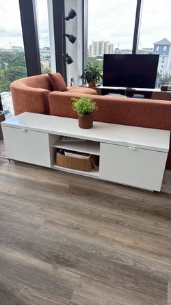 White Low-Profile Storage Cabinet / TV Stand