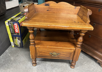 Wood Side Table with Drawer and Shelf