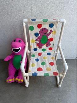 Vintage Toddler Small Barney Chair with Barney Plush