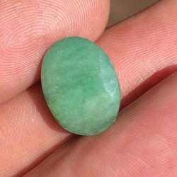 Large Natural Faceted Emerald Gemstone Oval Cut 