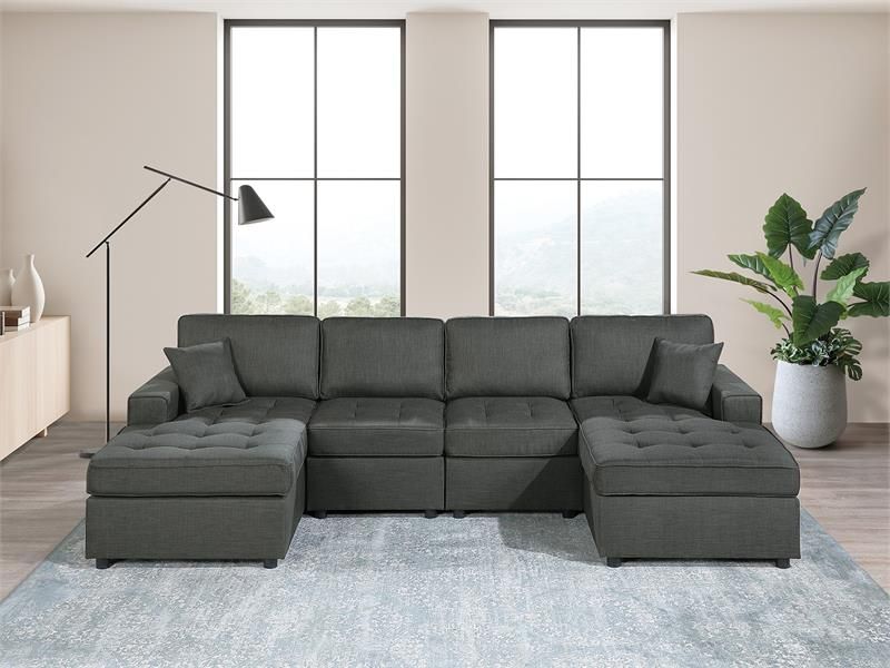 U Shape Sectional – Ash Black Color