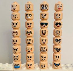 Natural Skin Tone Minifigure Heads 32pc LEGO Compatible Accessories