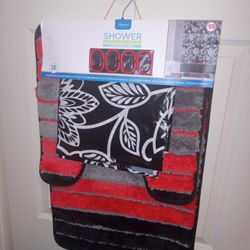 15 Piece Shower Curtain & Bath Matt Set