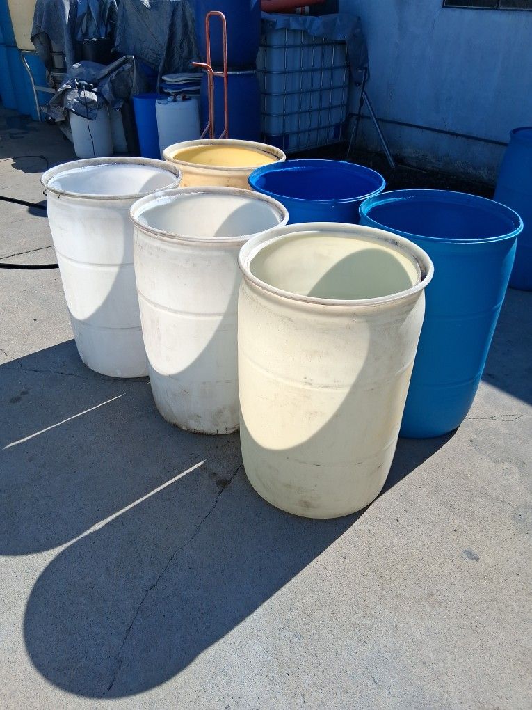 55 Gal Close Head Plastic Barrel Water Storage Containers Barrels Drums Gray Water Waste Motor Oils Liquids Tents Recycling ♻️