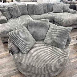 Lindyn Fog Oversized Swivel Accent Chair
