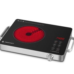 Brand New In The Box - AMZCHEF 1400W Single Burner Electric Cooktop, Easy to clean, 3-reset Mode,Knob Control and Safety lock.Use for Rv,Apartment or 