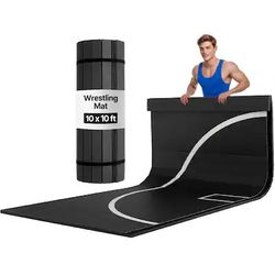VEVOR - 10x10 ft Wrestling Mat, Martial Arts Thick Mat for Home Gym Workouts Exercise, Waterproof PVC Roll-Up Training Mats - Black