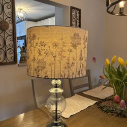 Glass Lamp With Floral Shade