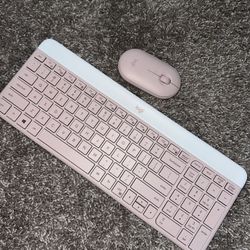 Logi Pink Keyboard And Mouse