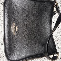 Black Soft Leather Coach Messenger Bag