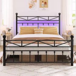 ❤️‍🔥 #A EnHomee Victorian Metal Queen Size Bed Frame,Black, 54-Inch Tall Headboard $80