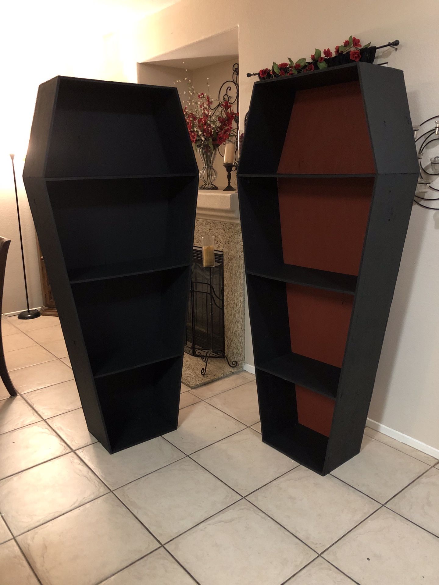 Custom coffin bookshelves