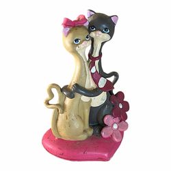 Siamese Cats in Love Hugging Figurine 4.5” Polystone Vintage