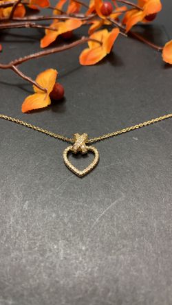 **NO FADE** Real Gold Plated Rhinestone Heart Pendant Necklace, Gold Color