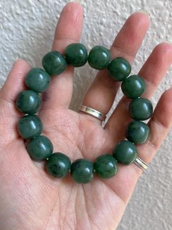 Natural 13x14mm Hetian jasper seed material with a cool blue-green tone bracelet